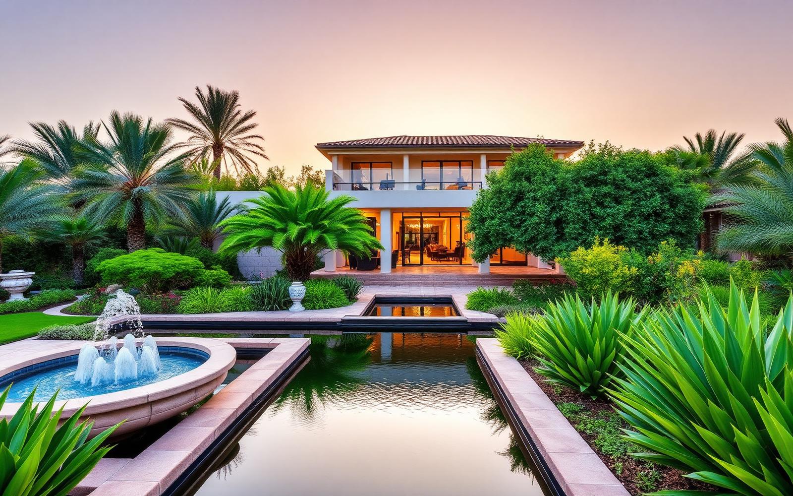 Luxury villa surrounded by lush botanical landscaping in Al Barari