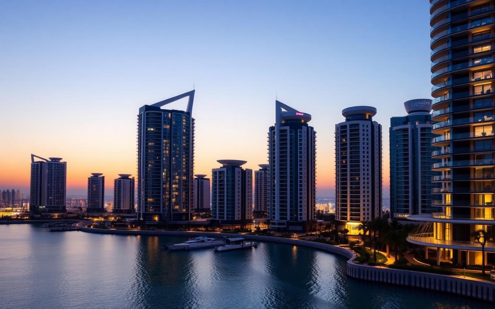 Waterfront apartment towers with sea views on Palm Jumeirah